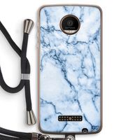Blauw marmer: Motorola Moto Z Force Transparant Hoesje met koord