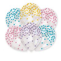 Ballonnen Transparant Pastel confetti print rond (6st) - thumbnail