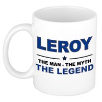 Naam cadeau mok/ beker Leroy The man, The myth the legend 300 ml   -
