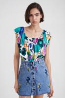 Gebloemde body met boothals - GREEN - XL