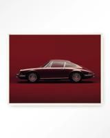 Urban Cotton Wandkleed 'Vintage Porsche Red' 80 x 110cm in Floating Frame - off white