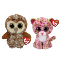 Ty - Knuffel - Beanie Boo's - Percy Owl & Lainey Leopard - thumbnail