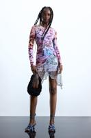 Gedrapeerde kanten jurk - RED - XL