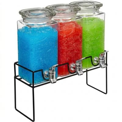 Urban Living Drankdispensers set - limonade tap - 3x cilinders - glas - 1,5 liter - metalen houder