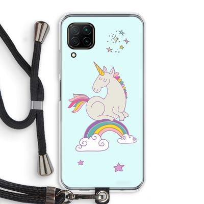 Regenboog eenhoorn: Huawei P40 Lite Transparant Hoesje met koord