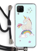 Regenboog eenhoorn: Huawei P40 Lite Transparant Hoesje met koord