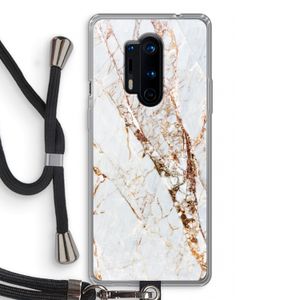 Goud marmer: OnePlus 8 Pro Transparant Hoesje met koord