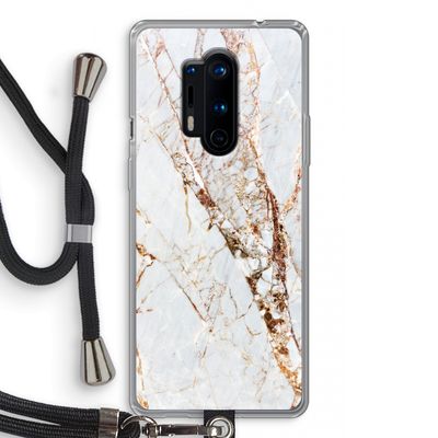 Goud marmer: OnePlus 8 Pro Transparant Hoesje met koord