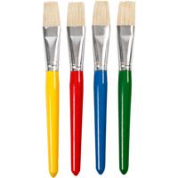 Creativ Company Kwasten voor kinderen, l: 19 cm, b: 20 mm, plat, 4 stuk/ 1 doos Creativ Company Kwasten voor kinderen, l: 19 cm, b: 20 mm, plat, 4 stuk/ 1 doos