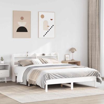 Bedframe zonder matras massief grenenhout wit 140x200 cm