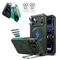 iPhone 17 Pro Bundle Cyber Tough Magnetic Case (Camera Control, Stash Stand) and Armorite Screen Protector - Olive Green