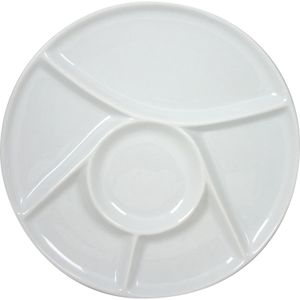 Porseleinen fondue/gourmet bord 6-vaks rond 23 cm