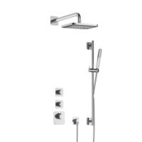 Hotbath Gal - Inbouw Regendoucheset - Chroom - 2 Stopkranen - Thermostatisch - Wandarm 35 cm - Hoofddouche 220 mm - Staafhanddouche - Glijstang 900 mm - V01
