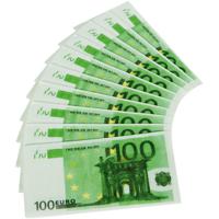 20x stuks 100 Euro geld biljetten tafel servetten - 33 x 33 cm - groen   -