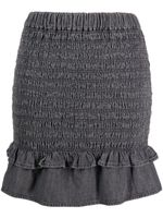 MARANT ÉTOILE Dorela shirred denim miniskirt - Gris - thumbnail