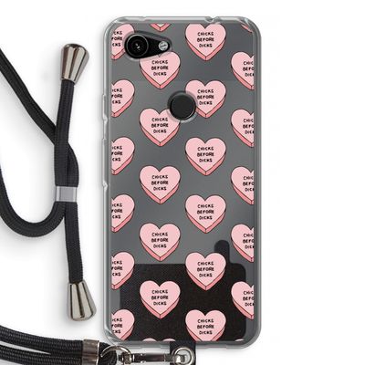 Chicks before dicks: Pixel 3a Transparant Hoesje met koord