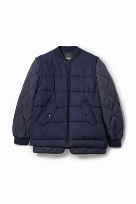 Gewatteerd bomberjack met afneembare mouwen - BLUE - XXL