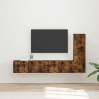 Tv-meubelset Wandgemonteerd 2 pcs Gerookt eiken Bewerkt hout