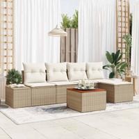 Tuinbankenset met opslag 6 pcs Beige en Crème poly rattan