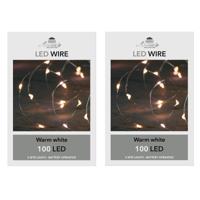 Draadverlichting - 6x - lichtsnoer - 100 led lampjes - warm wit - 500 cm - batterij