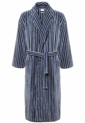 Van Dyck herenbadjas blauw klassiek streepdessin-xl