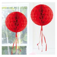 Decoratie bol rood 30 cm - thumbnail