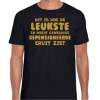 Cadeau T-shirt voor heren - leukste gepensioneerde man - zwart - glitter goud