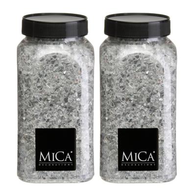 Mica Decorations decoratie stenen / granulaat - 2x - 650 ml - 1-2 mm - spiegel glas
