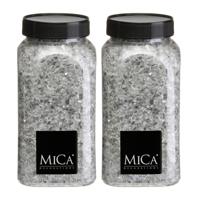 Mica Decorations decoratie stenen / granulaat - 2x - 650 ml - 1-2 mm - spiegel glas