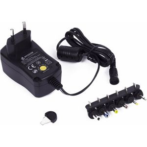 Stroom adapter - universele - 1000mA  230V - 3-12 Volt AC/DC - Zwart   -