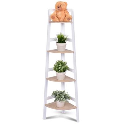 Hoekplank Badkamer Plank Wandplank Boekenplank Archiefplank Houten Plank Decoratie Plank 4 Verdieping 32 X 32 X 138cm