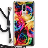 Neon bloemen: OnePlus 6 Transparant Hoesje met koord