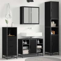 Badkamermeubelset met opslag 3 pcs Zwart eiken 80 x 33 x 60 cm