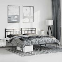 Bedframe met hoofdbord metaal zwart 183x213 cm
