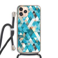Gekleurde driehoekjes blauw: iPhone 11 Pro Transparant Hoesje met koord