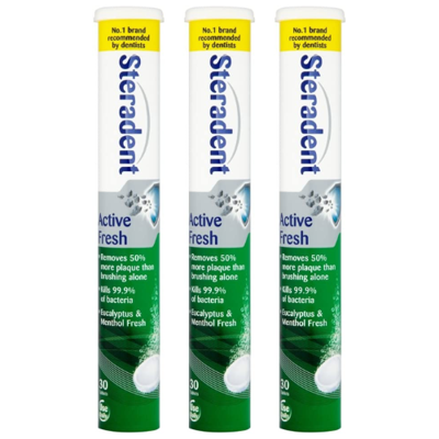 Steradent Steradent Active Fresh kunstgebit reiniger - 3 x 30 tabletten