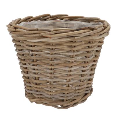 Plantenmand/aardappelmand Ivy - met binnenzak - rotan - B28 x H23 cm - binnen/buiten bloempotten