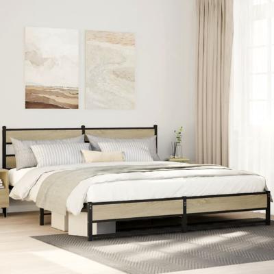 Bedframe zonder matras metaal sonoma eikenkleurig 180x200 cm