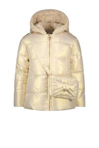 Le Chic Meisjes winterjas kort met strik en tas - Babs - Dreamy Creamy