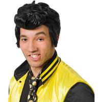 Jaren 50 heren verkleed pruik - zwart - mannen - met vetkuif - carnaval