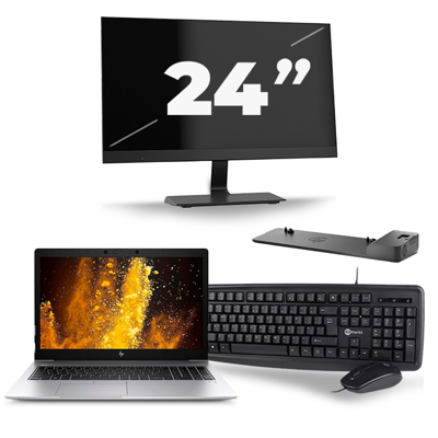 HP EliteBook 850 G6 - Intel Core i5-8e Generatie - 15 inch - 16GB RAM - 256GB SSD - Windows 11 + 1x 24 inch Monitor