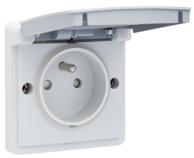 Niko Hydro waterdicht stopcontact 1-voudig met penaarde grijs
