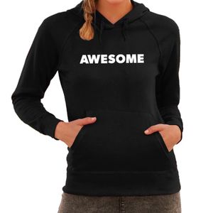 Awesome tekst hoodie zwart dames