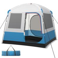 Tent voor 5 Personen Campingtent met Grote Netdeur Netramen en Grondzeil Waterdicht Koepeltent voor Trekking Kamperen Blauw + Wit