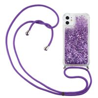 Lunso - Backcover hoes met koord - iPhone 12 Mini - Glitter Paars