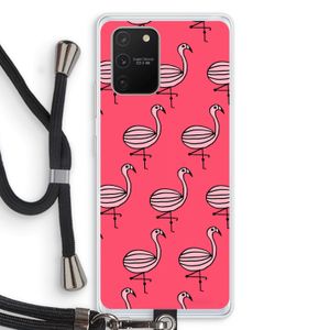 Flamingo: Samsung Galaxy S10 Lite Transparant Hoesje met koord