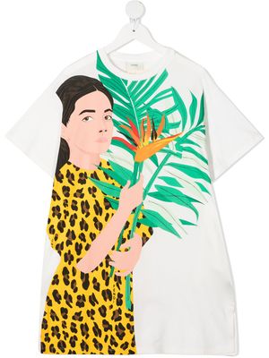 Fendi Kids robe à imprimé graphique - Blanc
