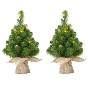 3x Mini kunst kerstboom met 15 LED lampjes 60 cm