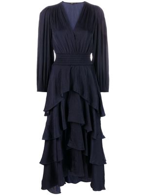 Maje robe longue à volants - Bleu