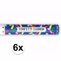 6x Confetti kanon metallic kleuren mix 40 cm